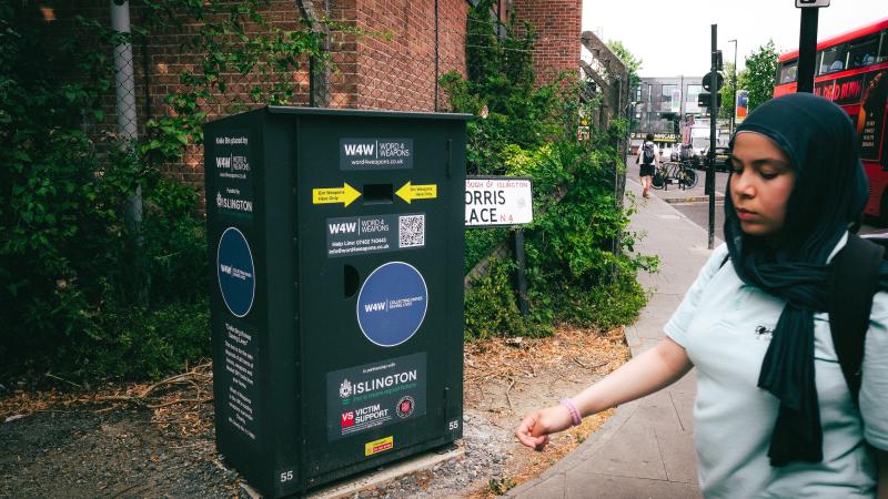 Arms disposal box. Finsbury Park, London.