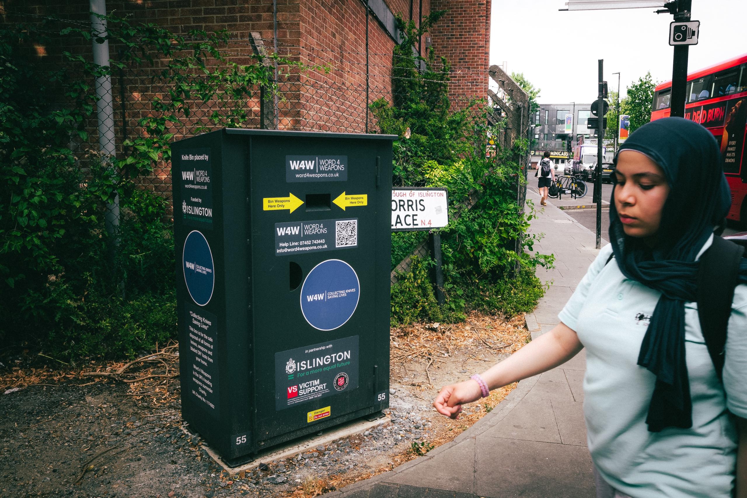 Arms disposal box. Finsbury Park, London.