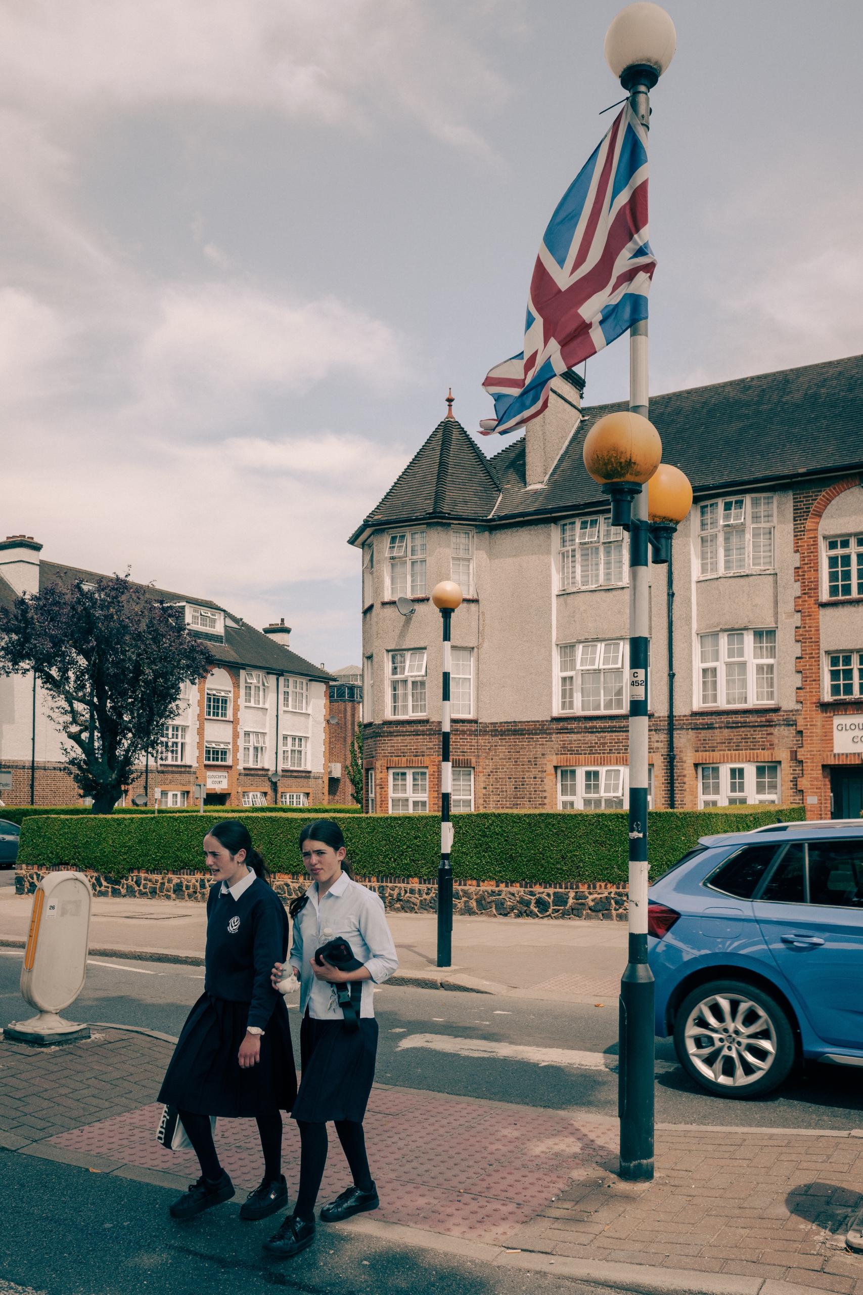 Under the Union Jack. Golders Green, London.
