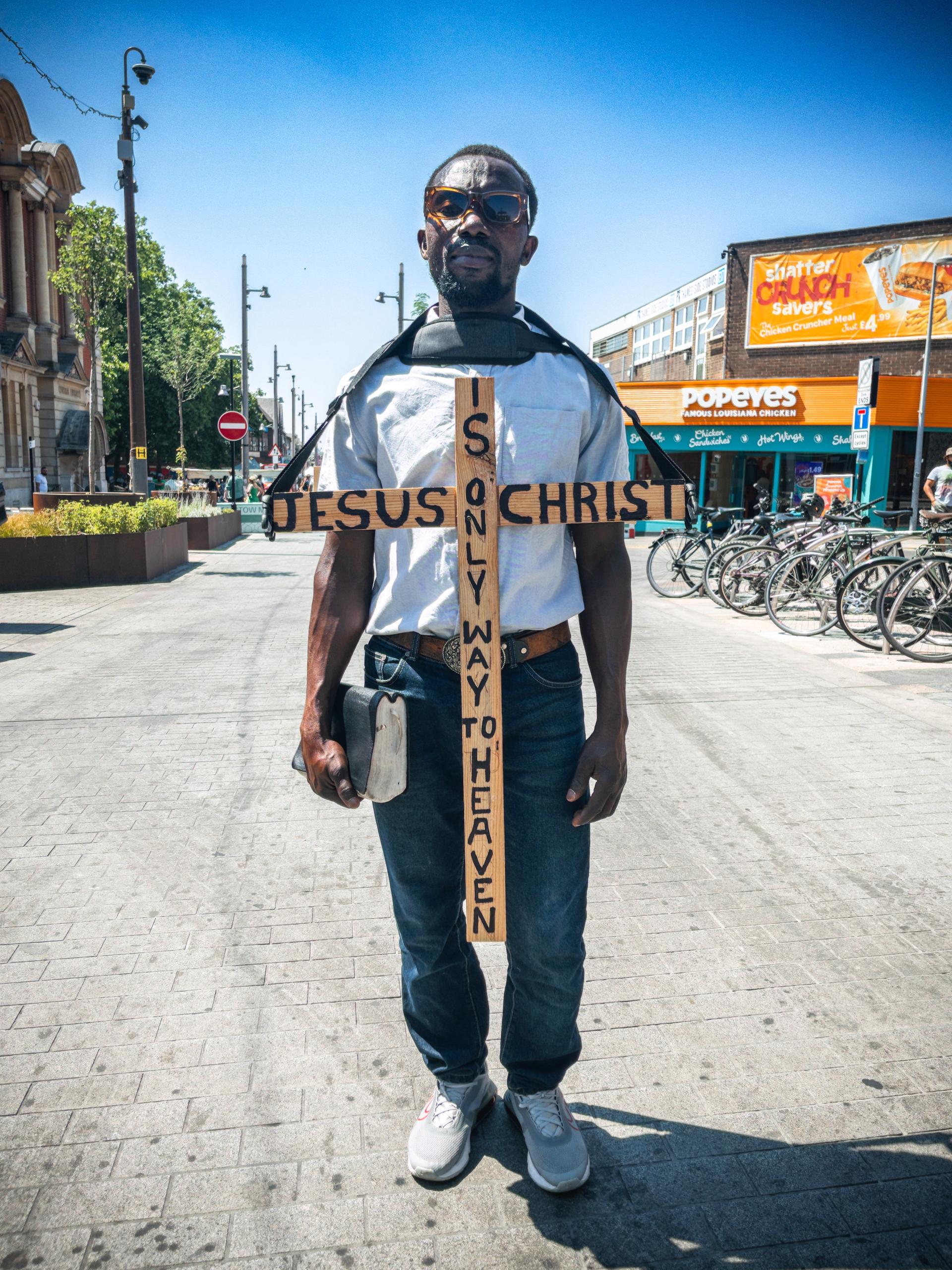 Charismatic Christian. Walthamstow High Street, London.