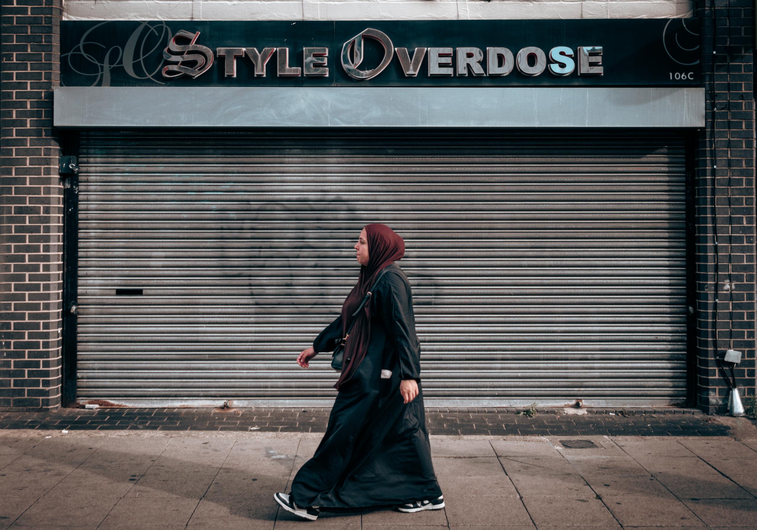 Indigenous British couture. Walthamstow High Street, London.