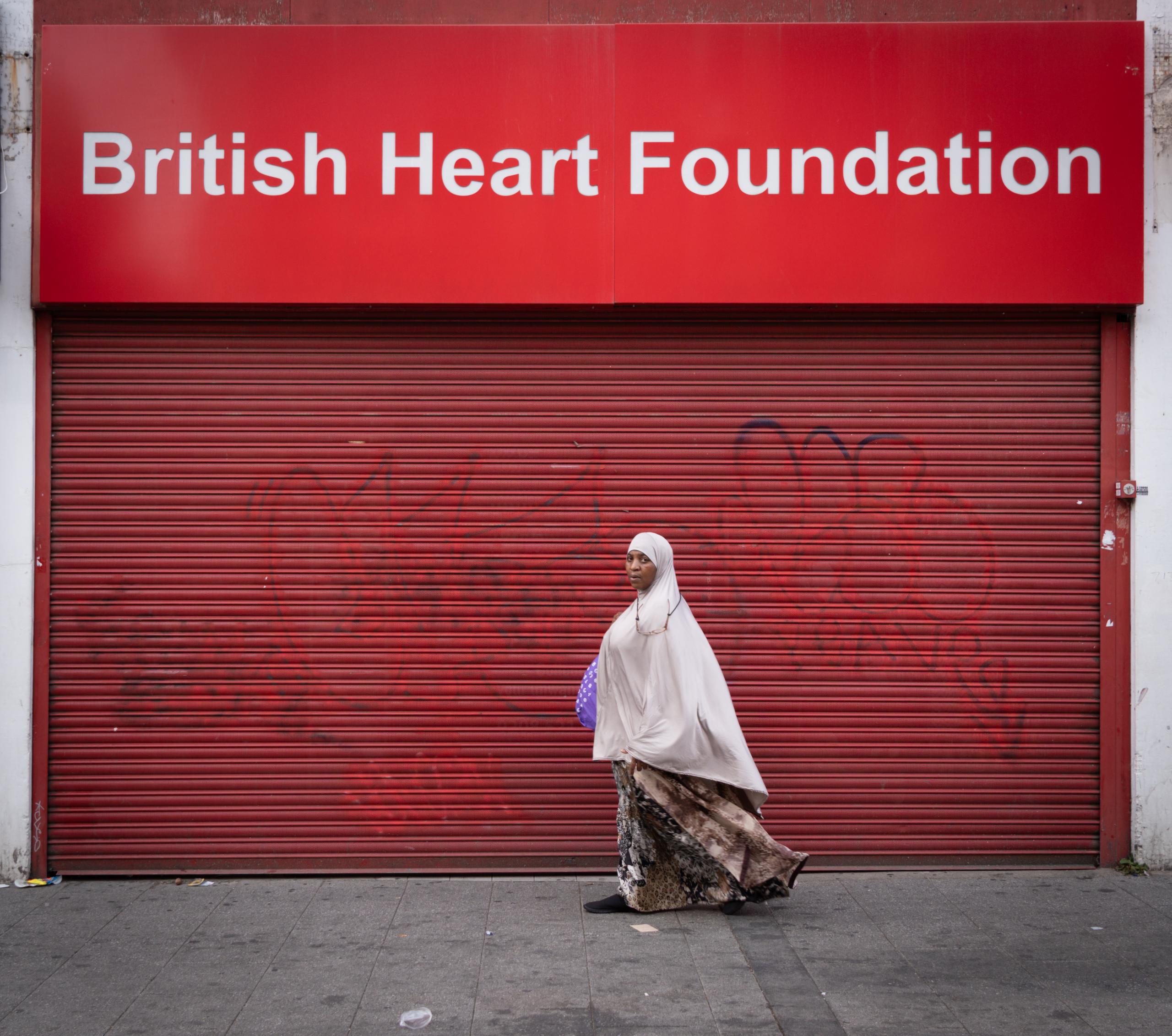 There are many kinds of British hearts. Walthamstow High Street, London.