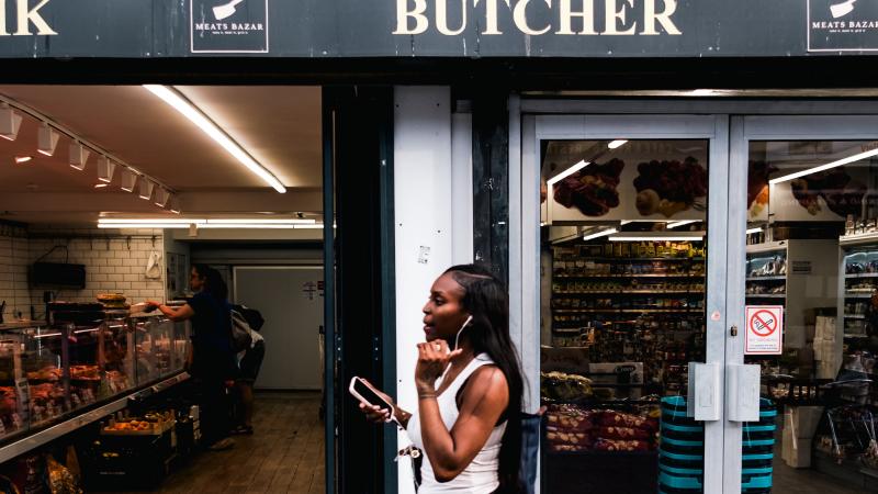 Under the knife. Walthamstow High Street, London.