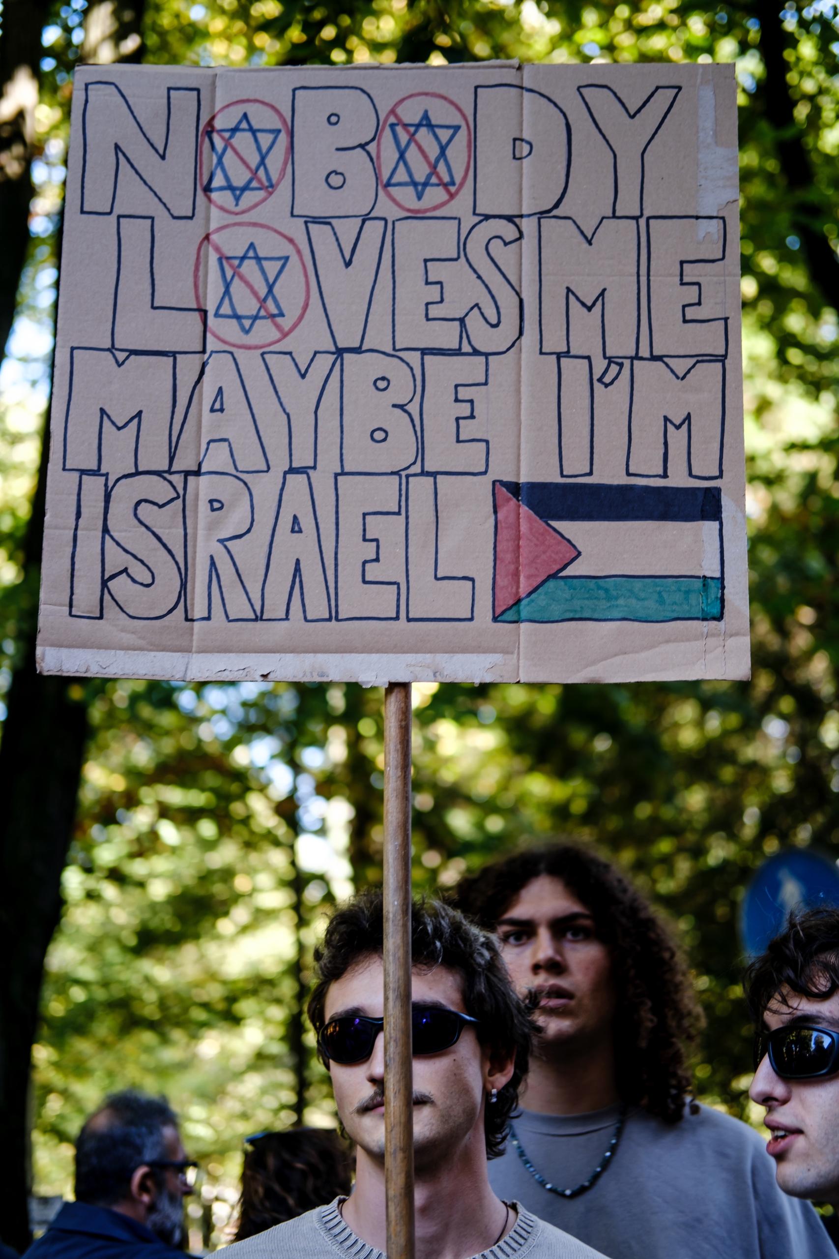 This is not Antisemitism. End genocide and Zionism protest, Torino.
