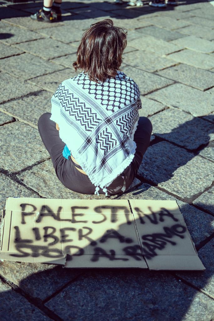 Free Palestine. Stop Rearmament. End genocide and Zionism protest, Torino.