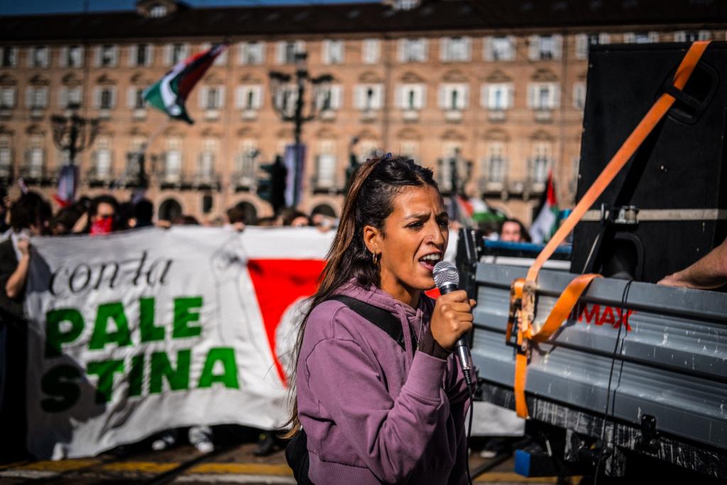 Palestine advocacy in Italy. End genocide and Zionism protest, Torino.