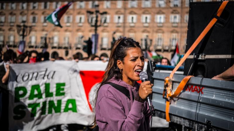 Palestine advocacy in Italy. End genocide and Zionism protest, Torino.
