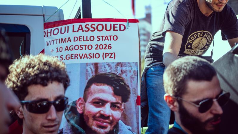Tunisian refugee who died in police detention. End genocide and Zionism protest, Torino.